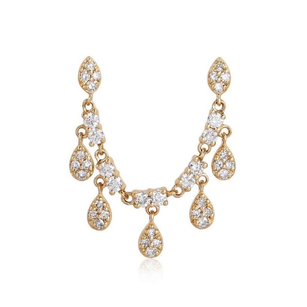 Cascade Drops 14K (or 18k upon request) Yellow Gold Teardrop Diamond Earrings
